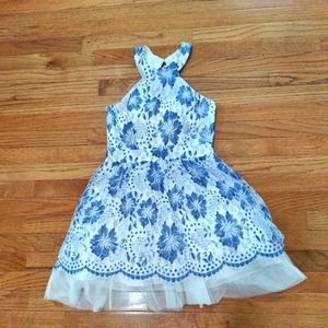 B Darlin Dress Blue and White Size 5/6